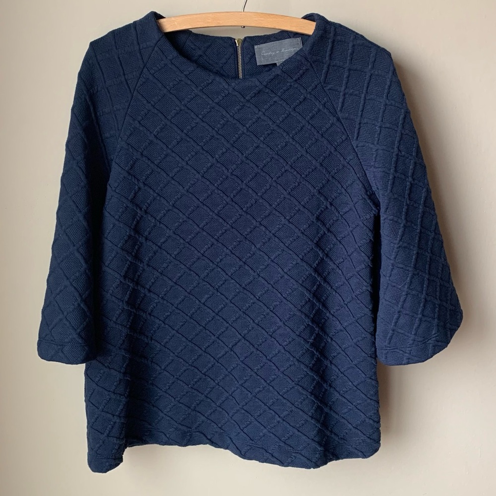 Anthropologie Midnight Blue Textured Sweater